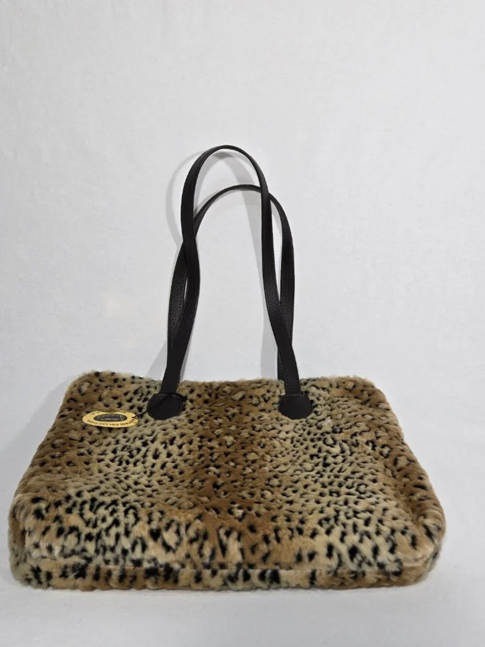 U.S.A Vintage Y2K Mob-Wife Animal Print Faux Fur Leather Strap TOTE BAG + 2 Pcs.